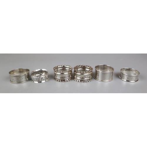 4 - 6 hallmarked silver napkin rings - Approx weight: 66g