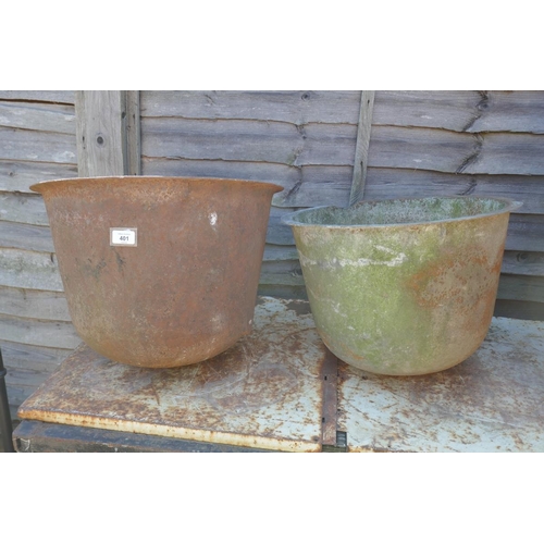 401 - 2 large metal pots 