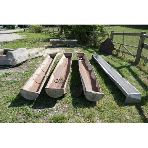 415 - 4 galvanised feeding troughs