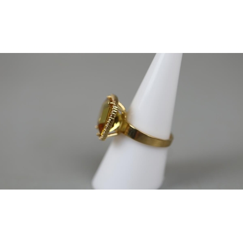 44 - 18ct gold citrine & diamond ring - Approx ring size: N