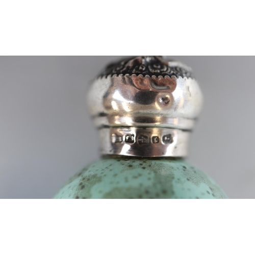 6 - Victorian egg scent bottle with silver cap Birmingham 1891