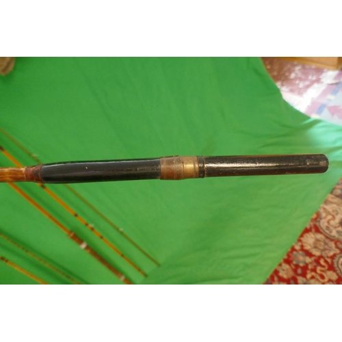 79 - 2 split cane fishing rods together with keep net etc.