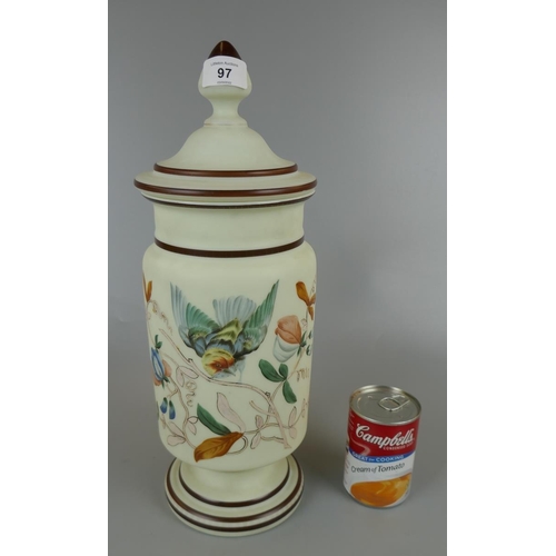 97 - Milk glass urn - Approx height: 40cm