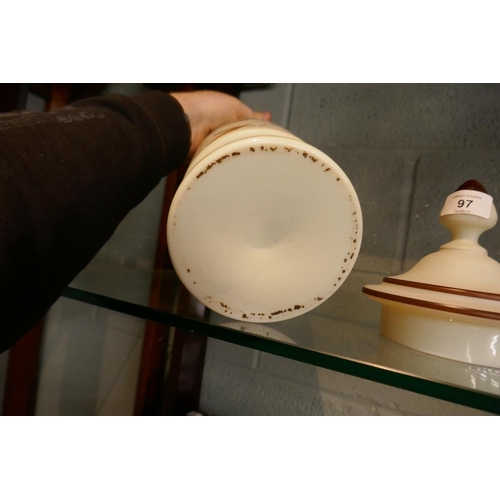 97 - Milk glass urn - Approx height: 40cm