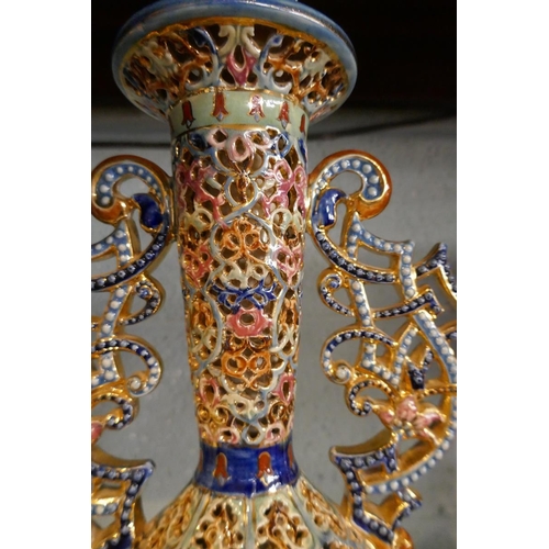 98 - Fischer Budapest pierced urn A/F - Approx height: 50cm