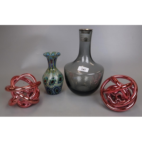 141 - Collection of glass to include hand blown vase