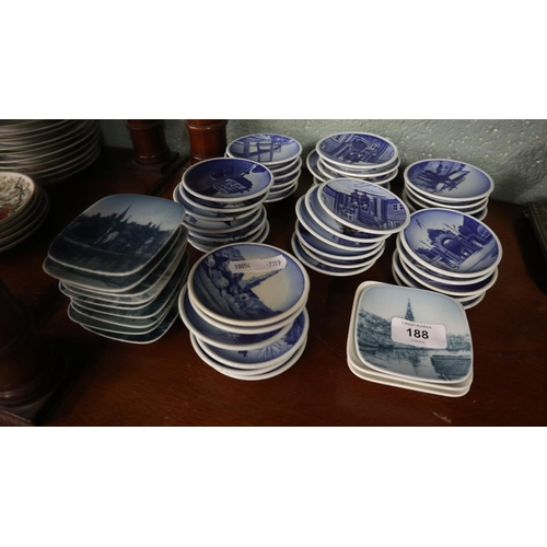 188 - Collection of small Copenhagen blue & white plates