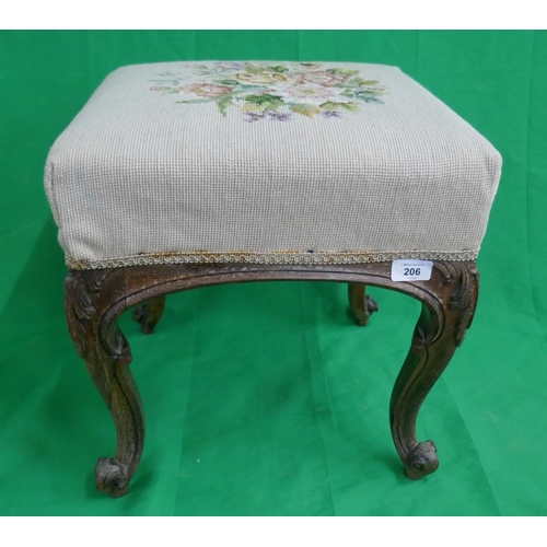 206 - Good rosewood cabriole leg stool