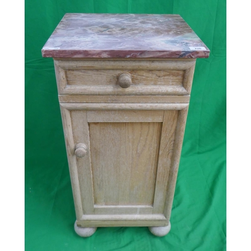 226 - Oak marble top pot cupboard