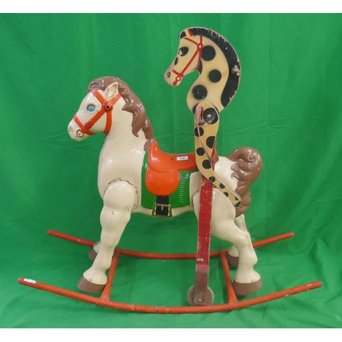 236 - Mobo vintage metal rocking horse together with wooden hobby horse