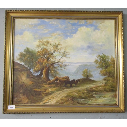 262 - Oil on canvas rural scene signed W. Styles - Approx image size: 60cm x 50cm