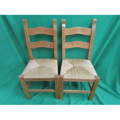 269 - Set of 4 beech and rush seated dining chairs