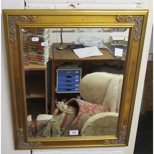 321 - Pine book shelf together with a gilt frame mirror