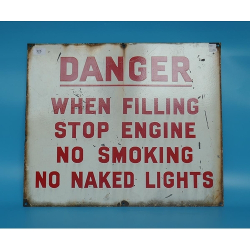 325 - Enamel sign - Danger - Approx size: 61cm x 51cm