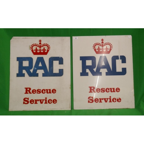 328 - 2 perspex RAC signs - Approx size: 54cm x 65cm