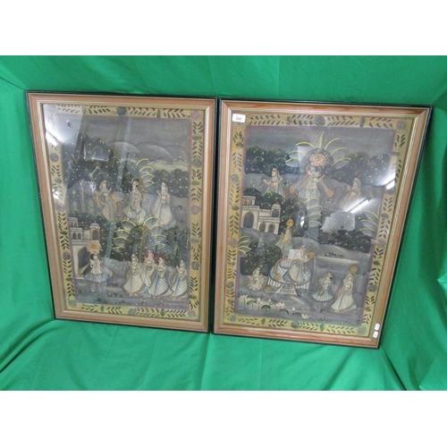 329 - Pair of framed Indian cloth paintings