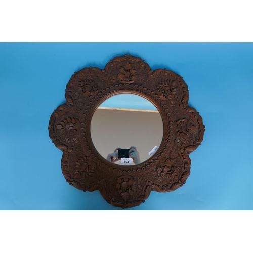 354 - Carved wooden mirror