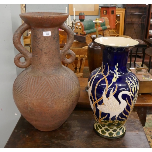 356 - Glazed floor vase and urn A/F - Approx height of tallest: 67cm