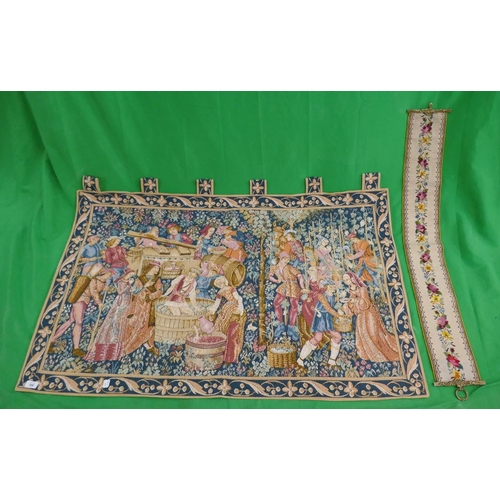 396 - Tapestry together with bell pull tapestry