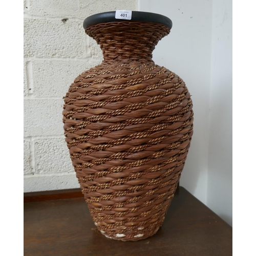 401 - Wicker and Terracotta Vase - Approx height: 60cm