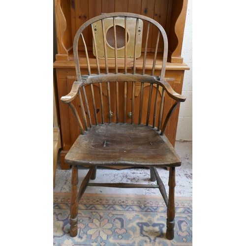 421 - Primitive stick back armchair 