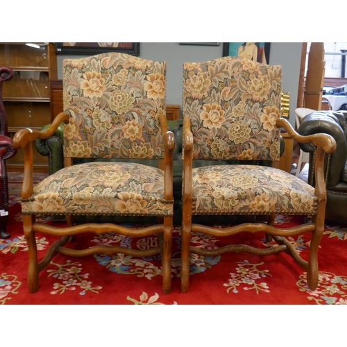 434 - Pair of armchairs with tapestry upholstery