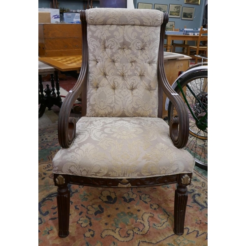 435 - Unusual scroll armed armchair