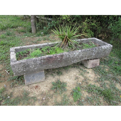 436 - Large antique stone trough on base - Approx size: W: 169cm D: 49cm H: 43cm