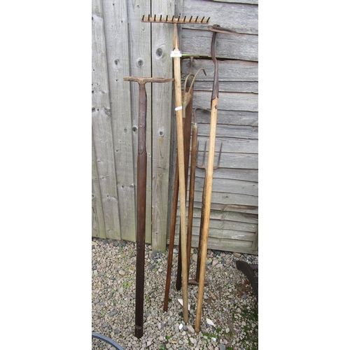 446 - Collection of antique garden tools