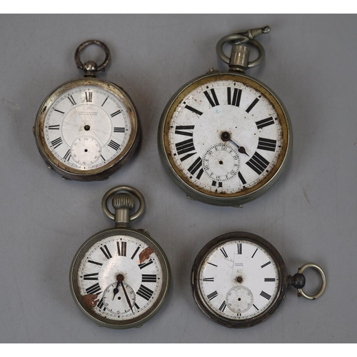 74 - 2 silver pocket watches together with 2 others