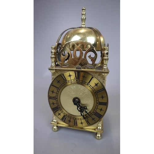 96 - Brass mantel clock - Approx height: 24cm