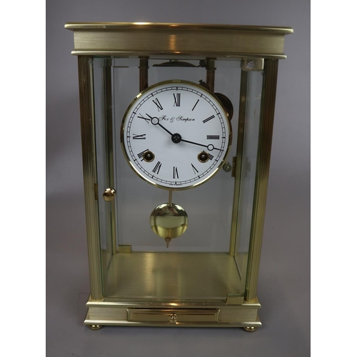 98 - Fox & Simpson mantel clock - movement marked Franzs Hermle - Approx height: 28cm