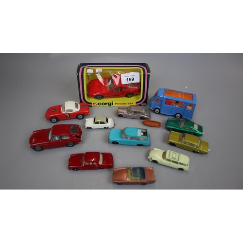 159 - 12 diecast cars to include Corgi Matchbox and Husky