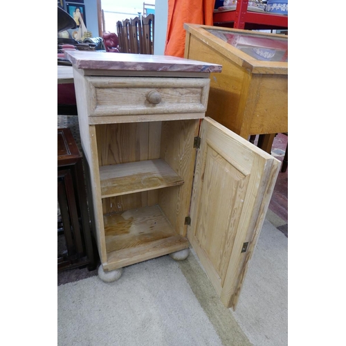 226 - Oak marble top pot cupboard