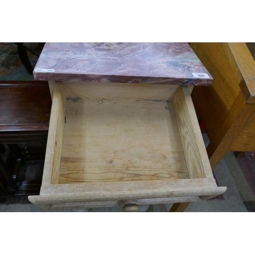 226 - Oak marble top pot cupboard