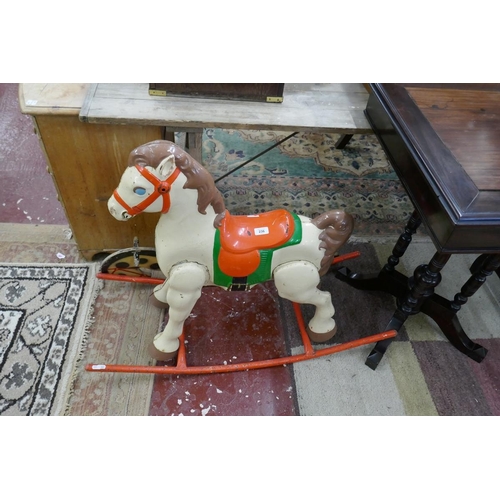 236 - Mobo vintage metal rocking horse together with wooden hobby horse