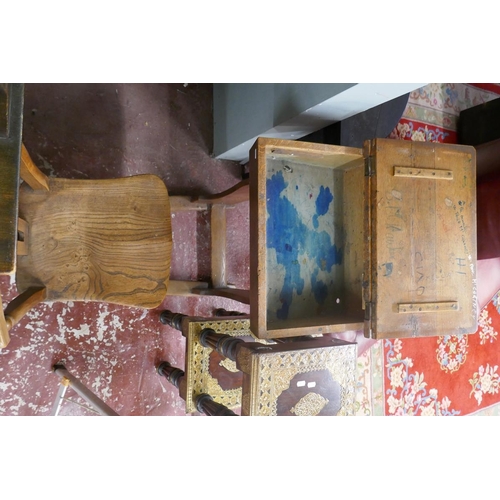 337 - Vintage school desk with sliding chair