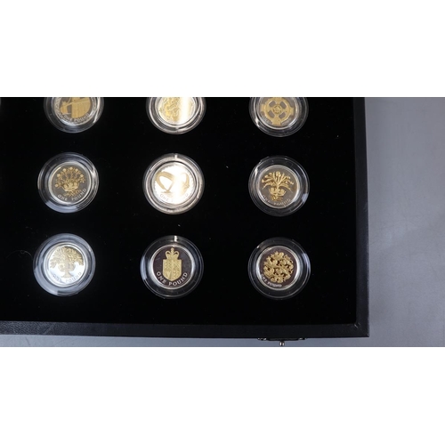 75 - 25th anniversary silver-proof £1 coin collection - 14 coins in total with C.O.A