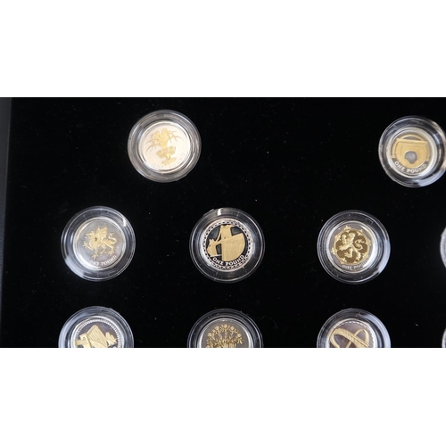 75 - 25th anniversary silver-proof £1 coin collection - 14 coins in total with C.O.A