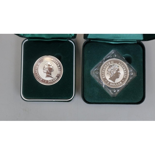 83 - 2 silver proof 1 ounce coins - Kookaburra