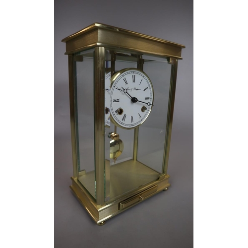 98 - Fox & Simpson mantel clock - movement marked Franzs Hermle - Approx height: 28cm