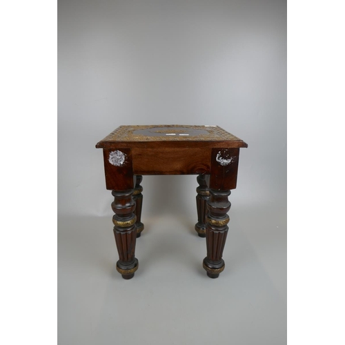 364 - Pair of Eastern side tables inlaid with brass