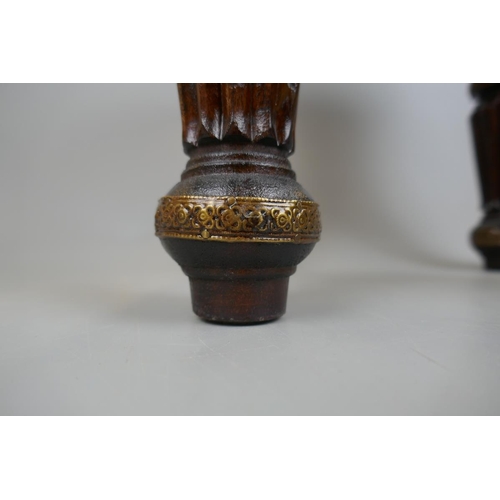 364 - Pair of Eastern side tables inlaid with brass