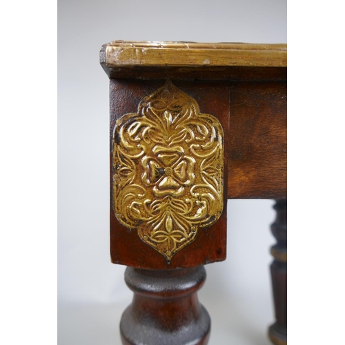 364 - Pair of Eastern side tables inlaid with brass