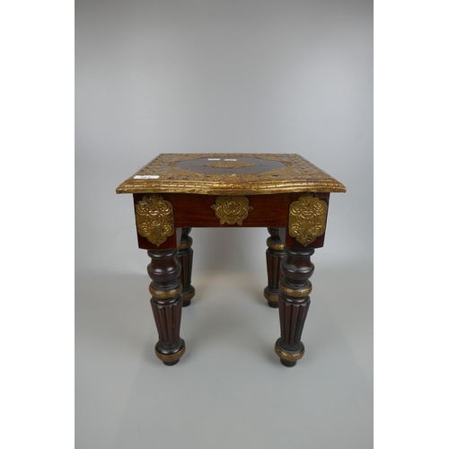 364 - Pair of Eastern side tables inlaid with brass