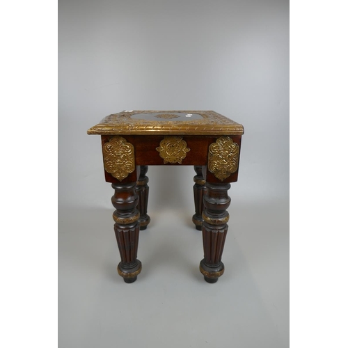 364 - Pair of Eastern side tables inlaid with brass