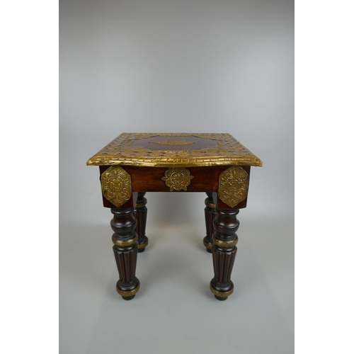 364 - Pair of Eastern side tables inlaid with brass