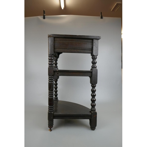 365 - Small antique carved oak corner table