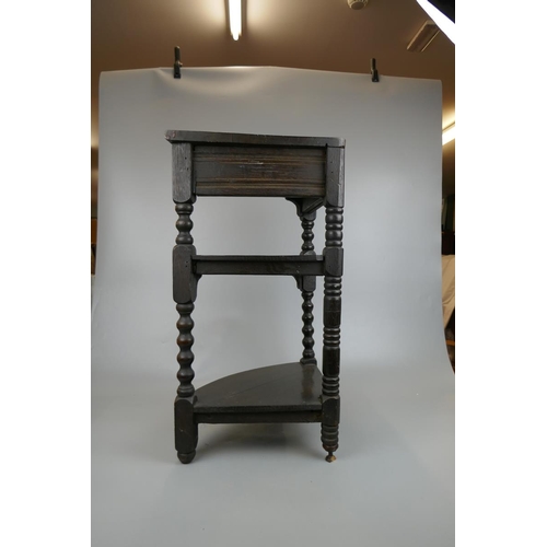 365 - Small antique carved oak corner table