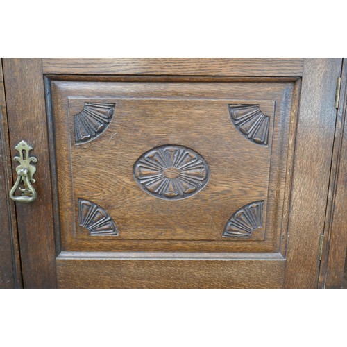 399 - Late Victorian oak side cabinet - Approx size W: 124cm D: 60cm H: 118cm